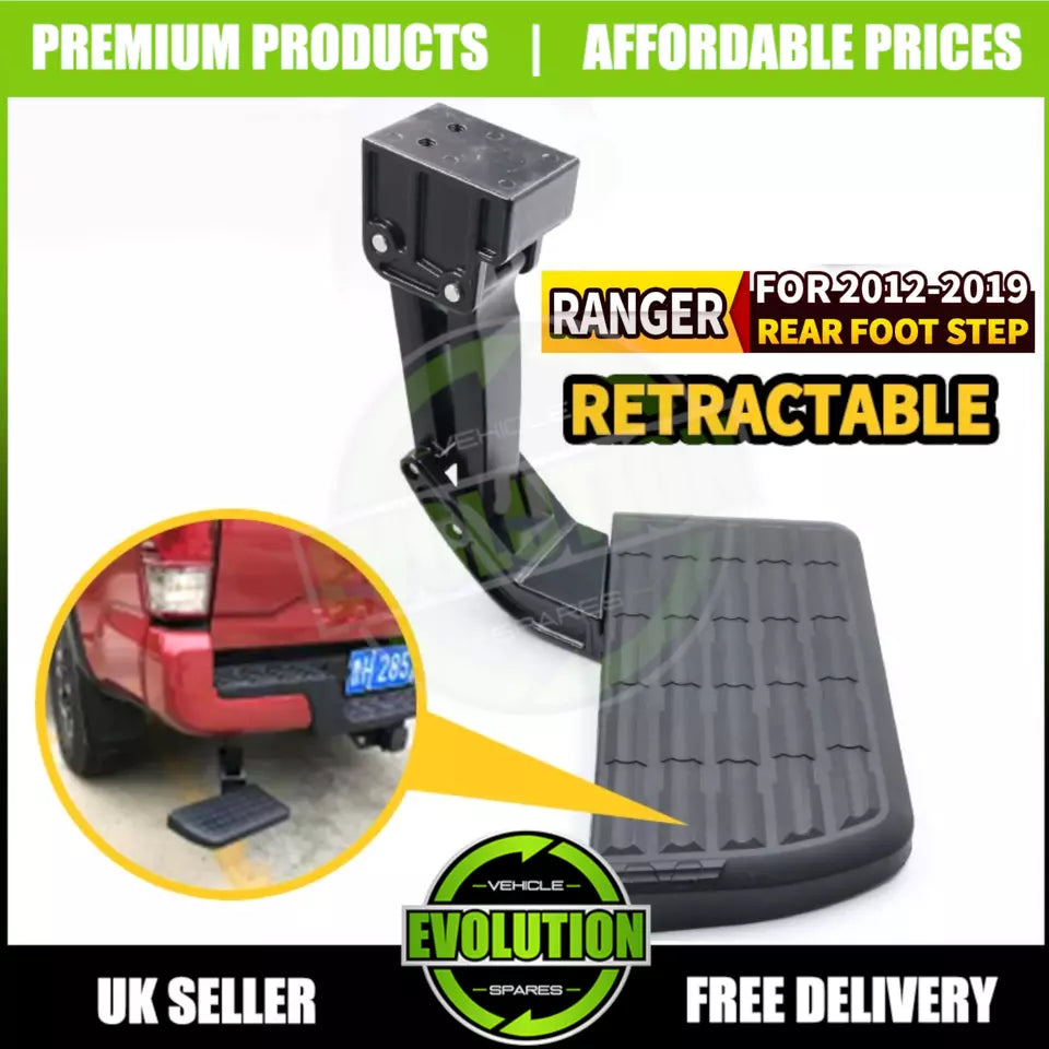 To Fit Ford Ranger RETRACTABLE REAR STEP 2012-2021 BLACK T STEP