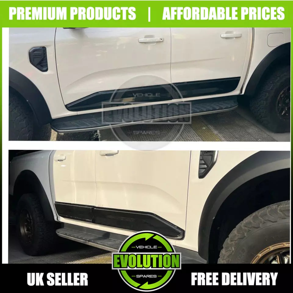 MATTE BLACK SIDE DOOR BODY CLADDING TRIM TO FIT FORD RANGER 2023- T9