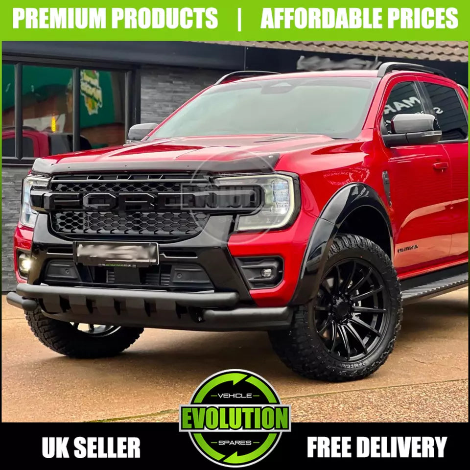 85mm OEM LOOK GLOSS BLACK WHEEL ARCHES Fits Ford Ranger 2023- PARK ASSIST MODEL
