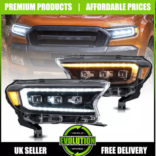 EVS LED Projector Headlights DRL Replacement To fit 2015-2021 Ford Ranger T7 T8