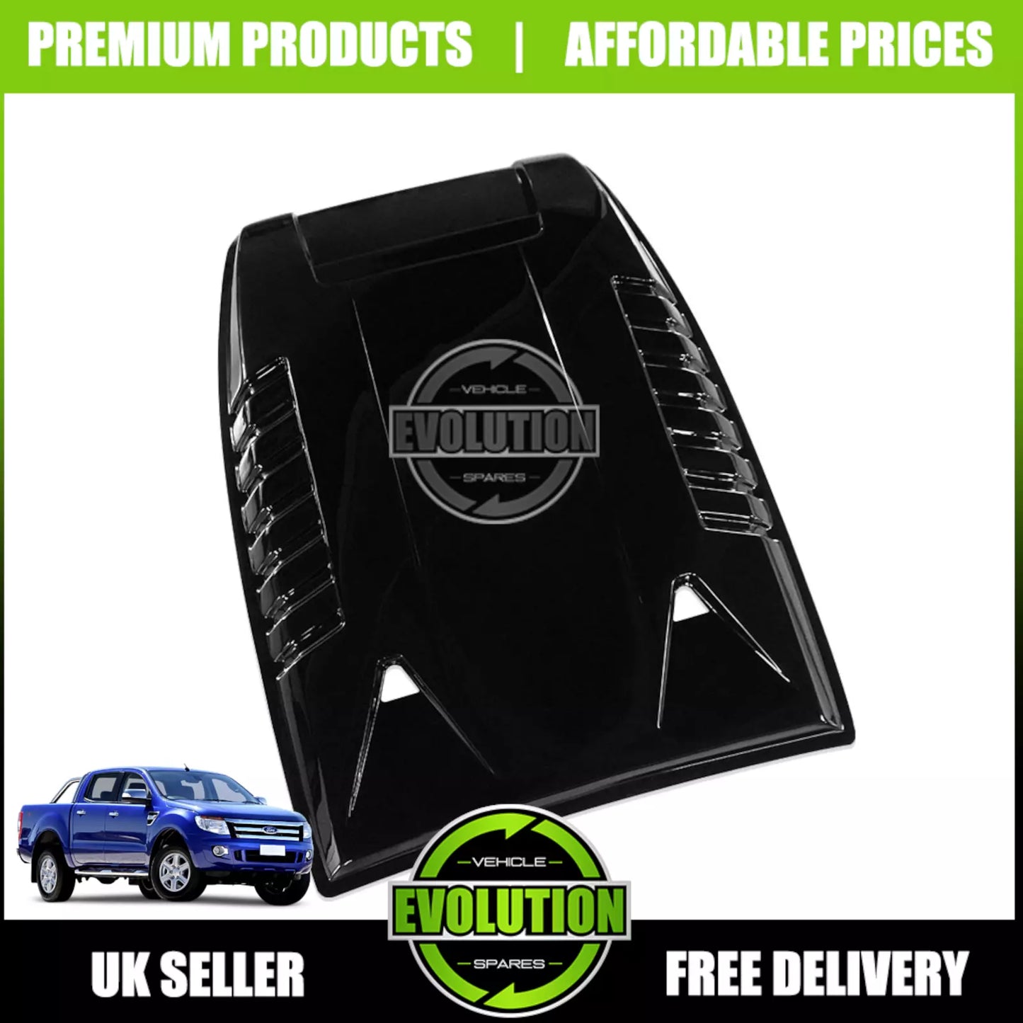Bonnet Scoop Grill Vent Cover Gloss black TO FIT Ford Ranger 12-15 T6