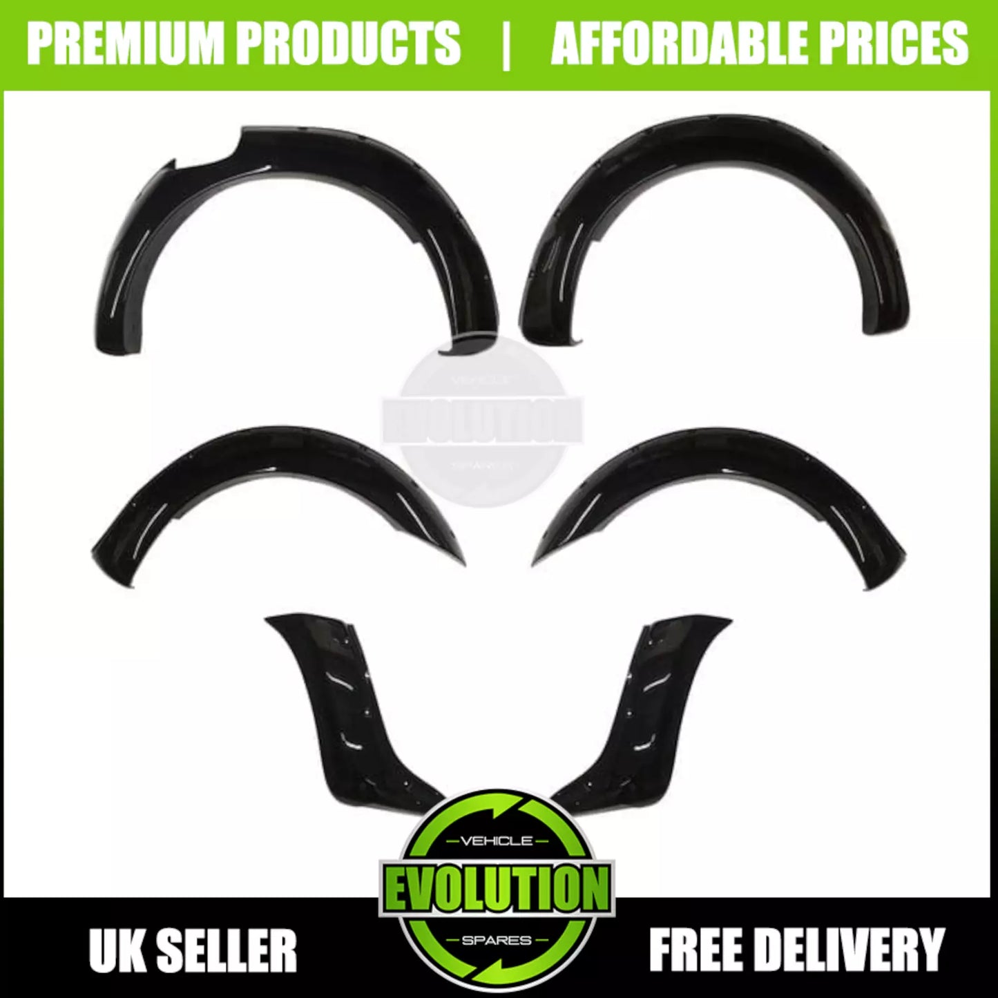 Wheel Arches Gloss black Bolt Wide Fits Ford Ranger 2023- T9 Fenders PARK ASSIST