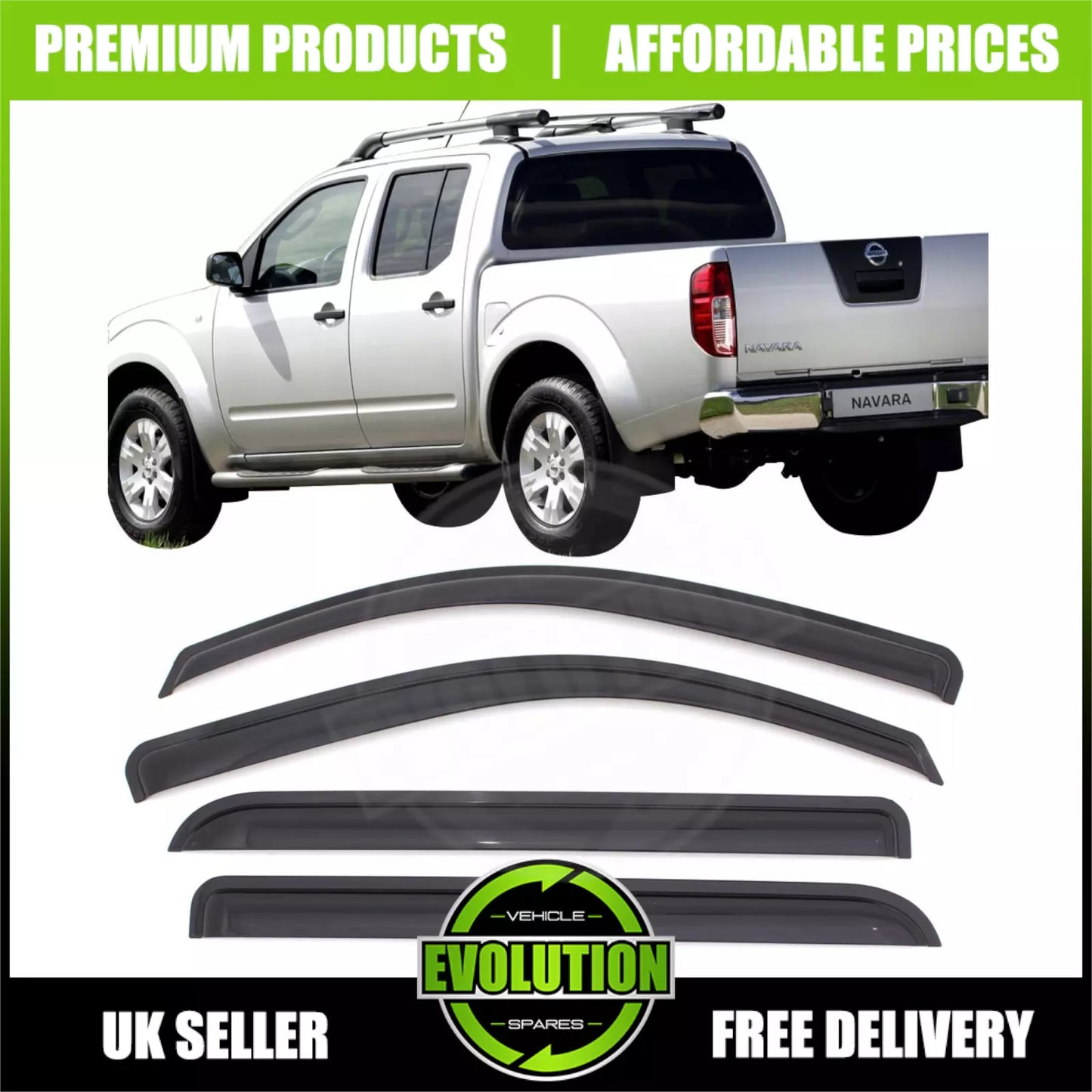 WIND RAIN SMOKE DEFLECTORS FITS Nissan NAVARA 2006-2015 VISORS EXTERNAL FIT