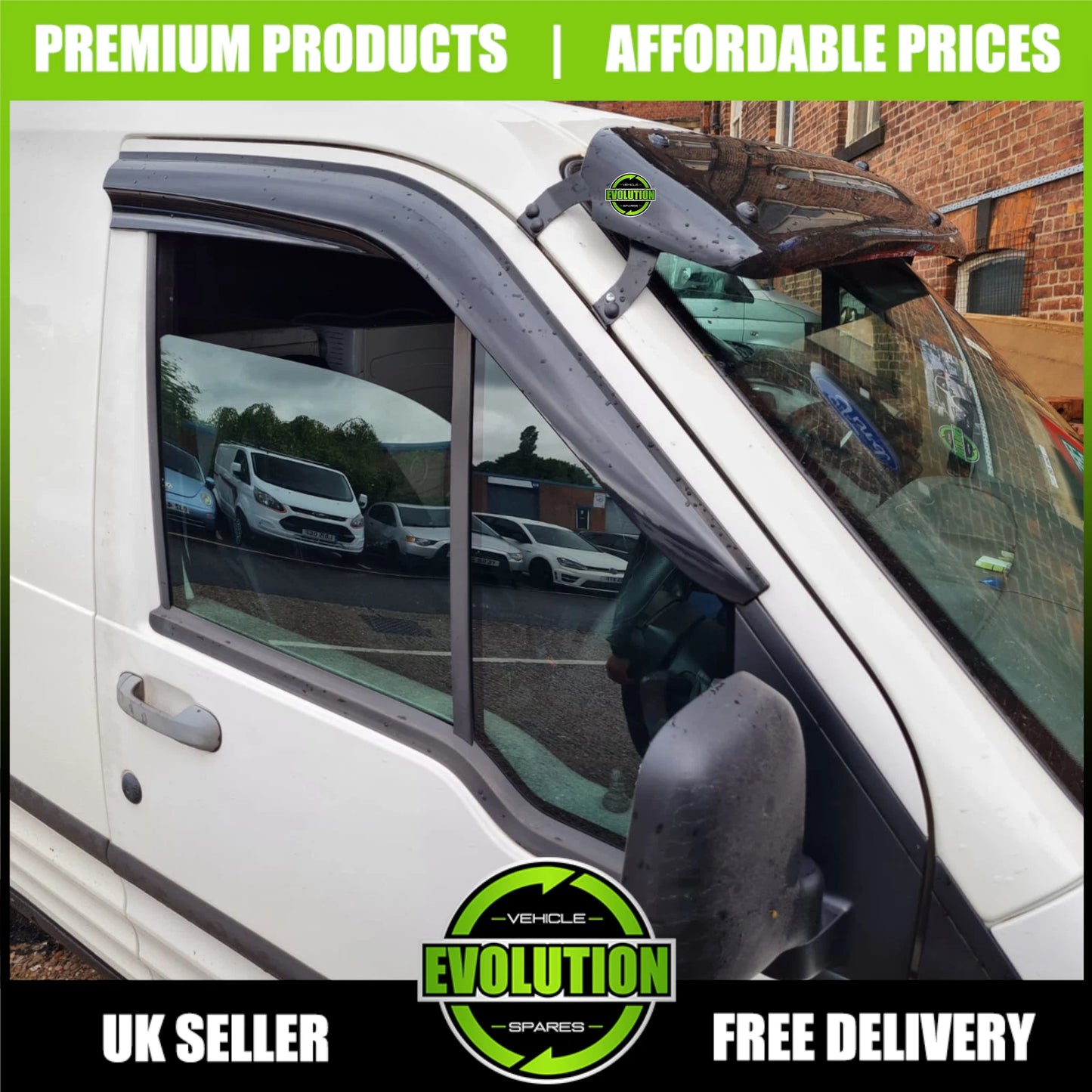 WIND RAIN SMOKE DEFLECTORS VISORS FITS FORD TRANSIT CONNECT 04-13 EXTERNAL FIT