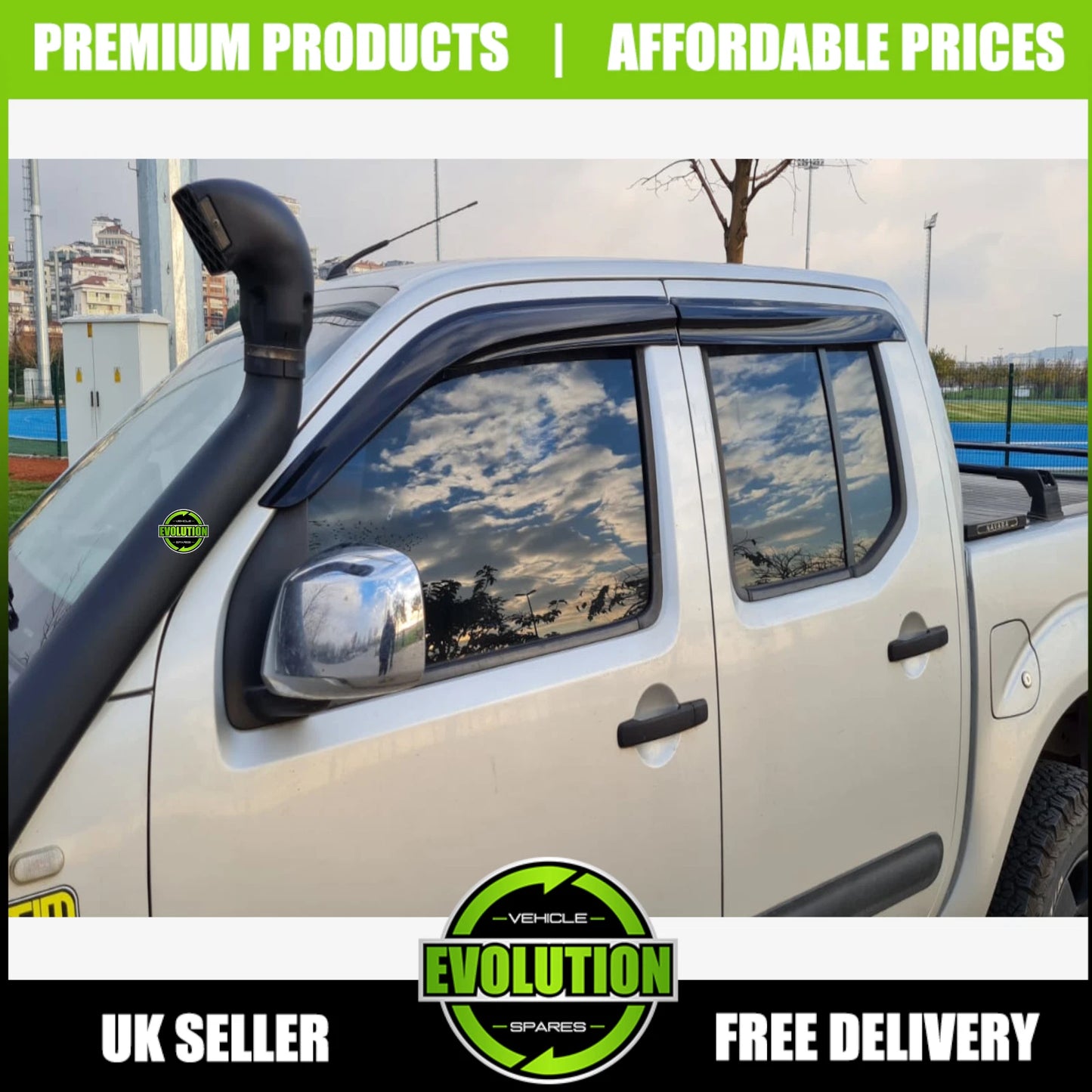 Wind Deflectors Sun Visor for Nissan Navara D40 2006-2015 Double Cab Smoke Black