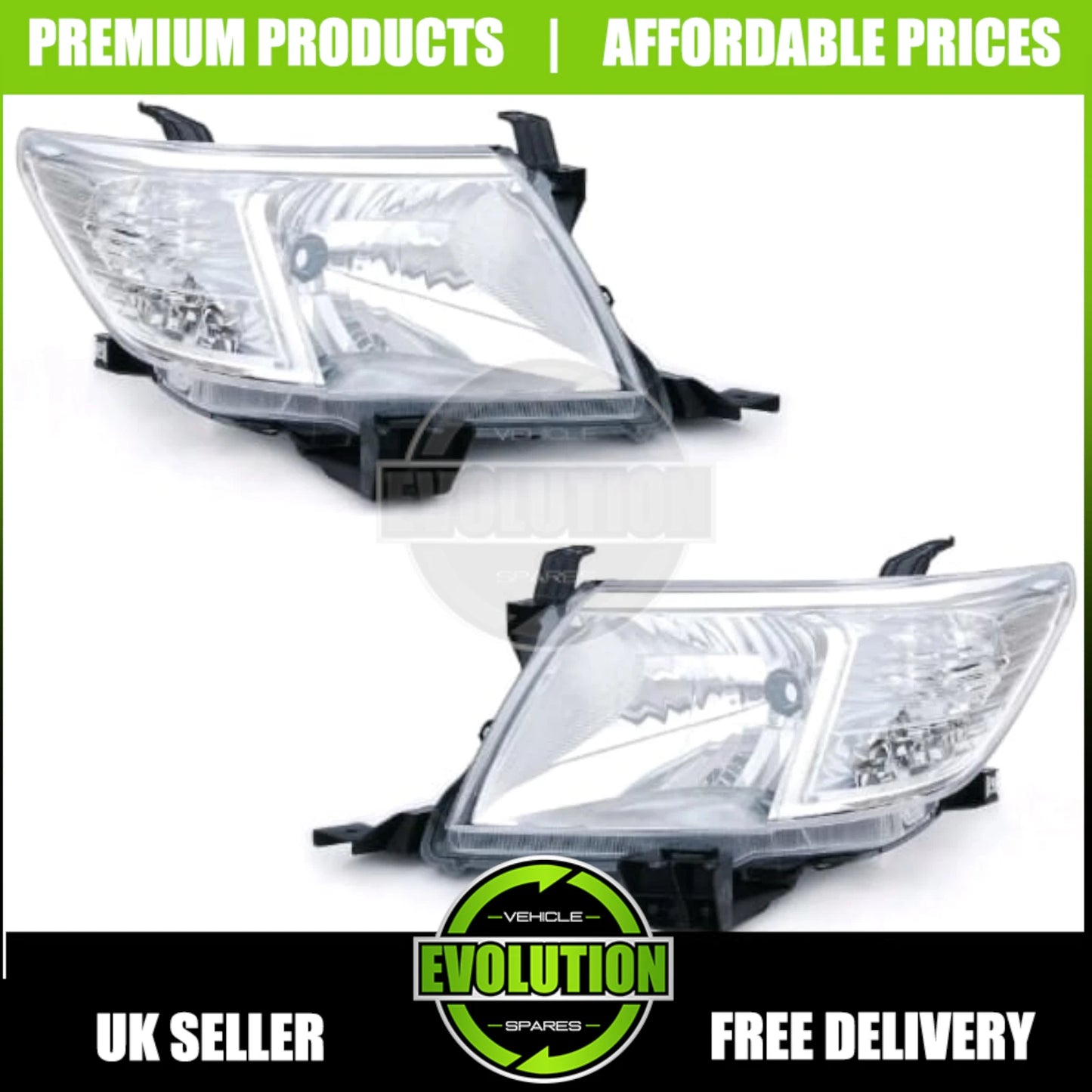 PAIR LEFT RIGHT FRONT HALOGEN HEADLIGHT LAMPS FITS FOR TOYOTA HILUX 2012-2016