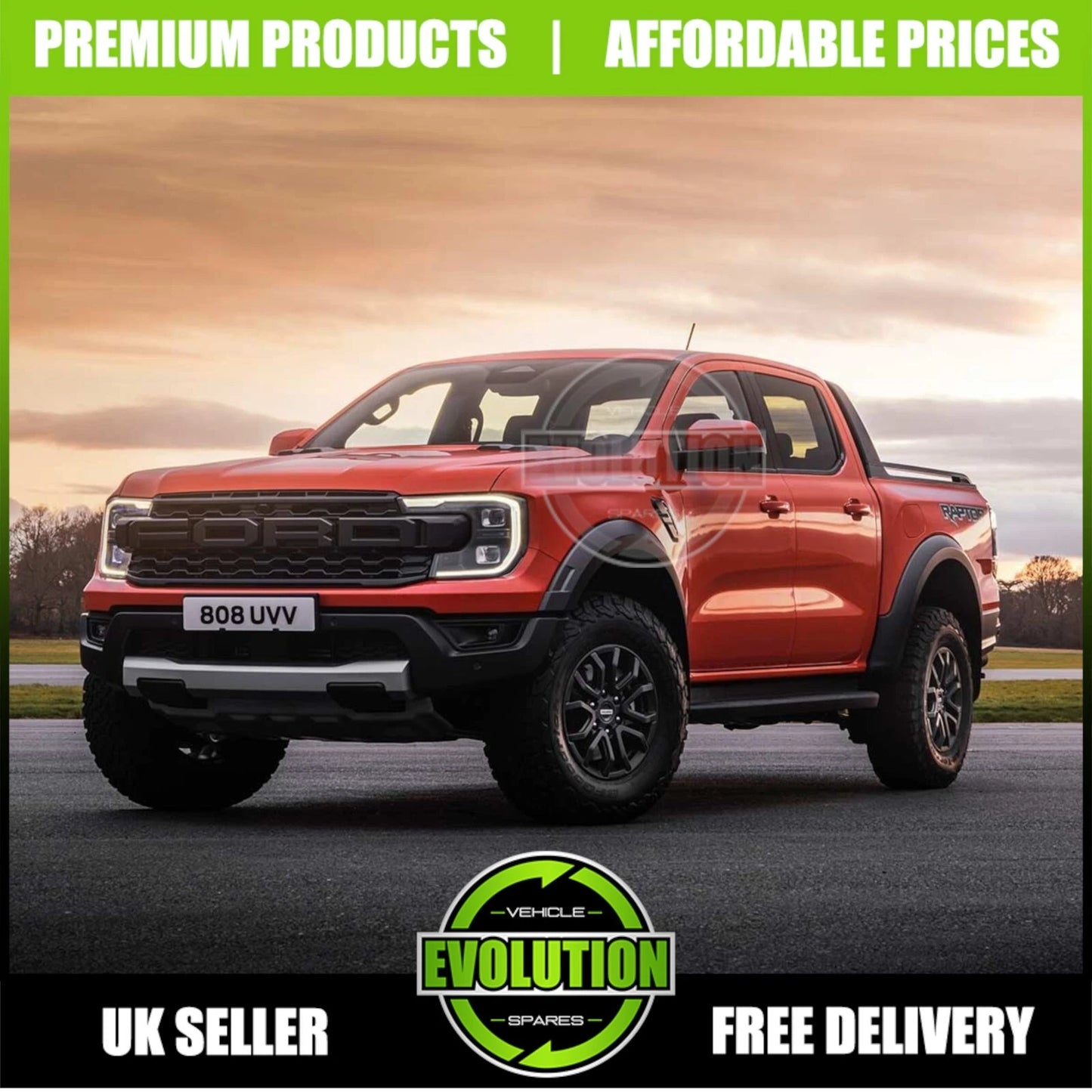 RAPTOR STYLE BUMPER WHEEL ARCHES MATTE BLACK BODYKIT KIT FOR FORD RANGER T9 23+