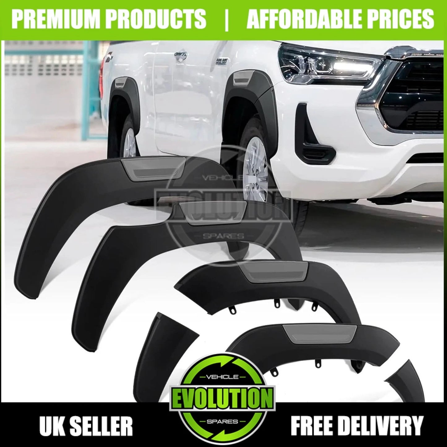 Wheel Arches Wide Oem Look Matte Black Grey Fits Toyota Hilux Revo 2016-2024