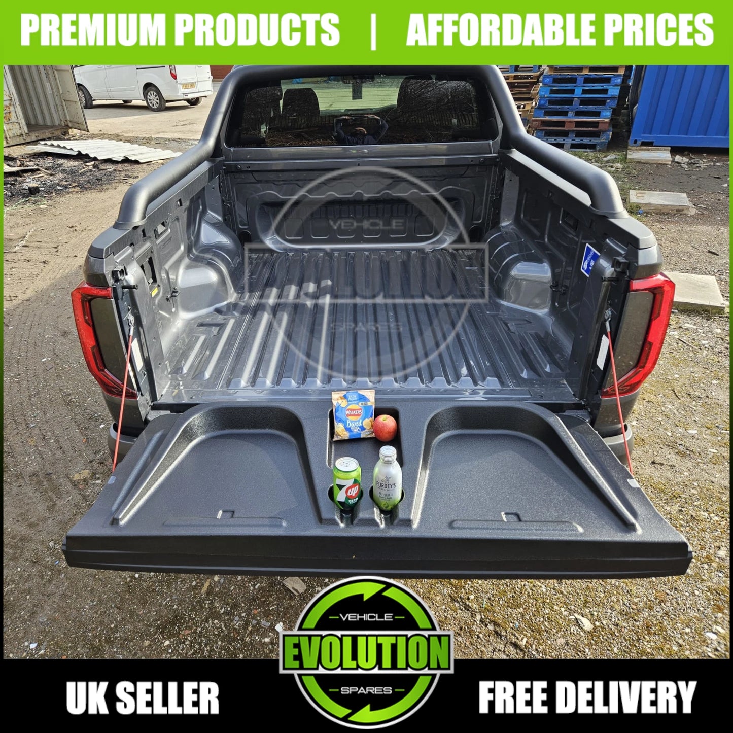 TAILGATE SEAT BENCH CHAIR CUP HOLDERS BED FOR TOYOTA HILUX MK7 2005-2016