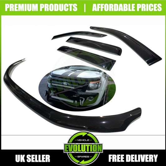 BONNET GUARD BUG DEFLECTOR AND WIND DEFLECTORS TO FIT FORD RANGER T6 2011-2015