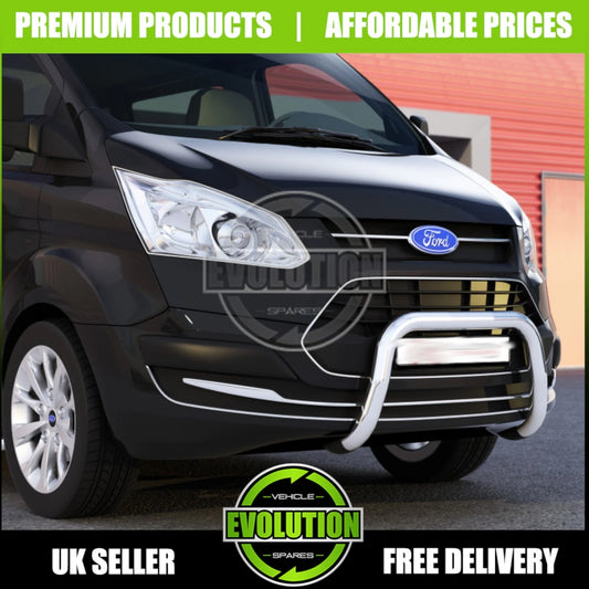 STEEL CHROME AXLE NUDGE A-BAR BULL BAR GUARD FIT FORD TRANSIT CUSTOM 2013-2018
