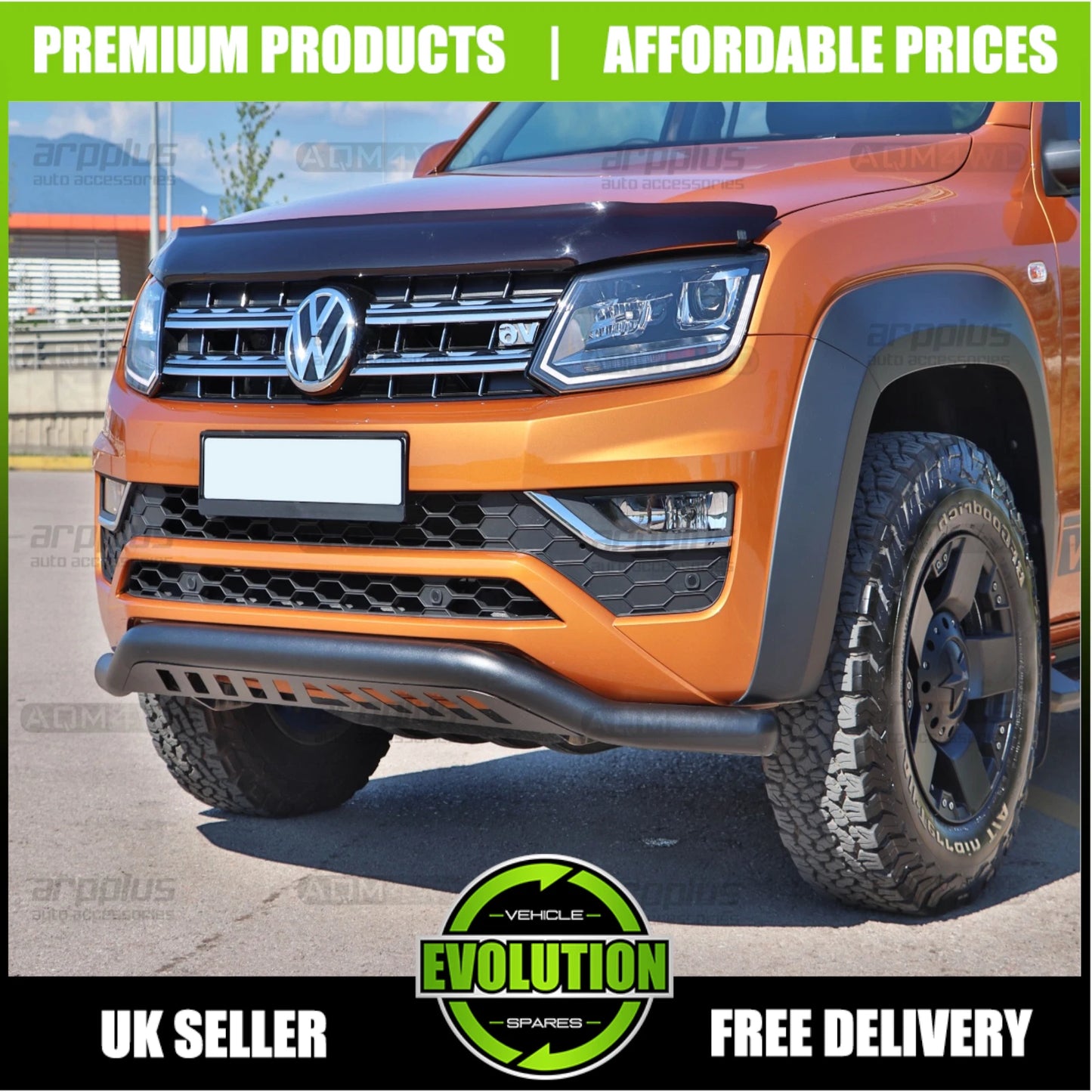 BLACK NUDGE A-BAR BULL BAR GUARD CITY AXLE TO FIT VW AMAROK 2010-2016