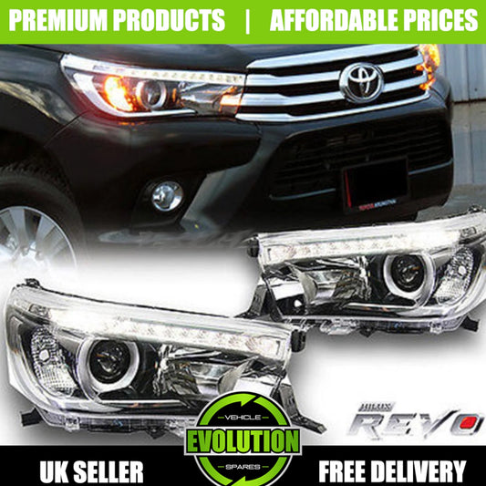 Headlight Headlamp Set Pair LED DRL OEM Replacement Toyota Hilux 2016-2020 MK8