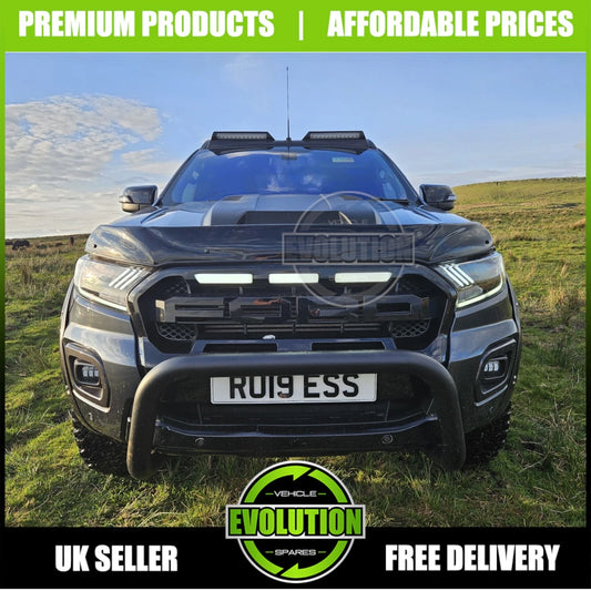 GLOSS BLACK FRONT GRILLE GRILL LED LIGHTS FIT FORD RANGER WILDTRACK T8 2018-2022