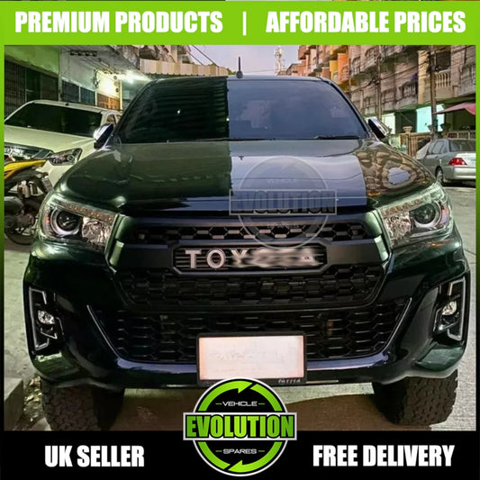 BLACK FRONT GRILLE GRILL TUNDRA SYLE FIT TOYOTA HILUX INVINCIBLE X MK8 2018-2020