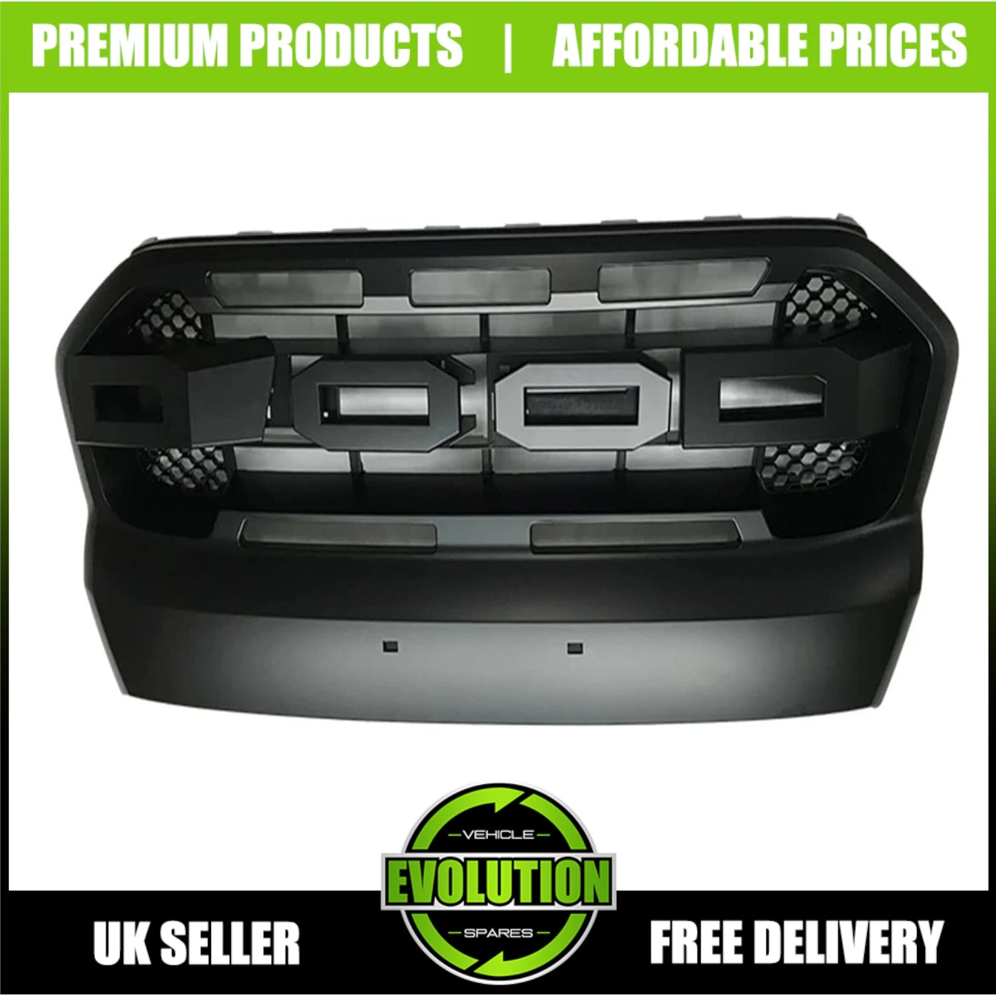 MATTE BLACK FRONT GRILLE GRILL TO FIT FORD RANGER WILDTRACK T8 2018-2022