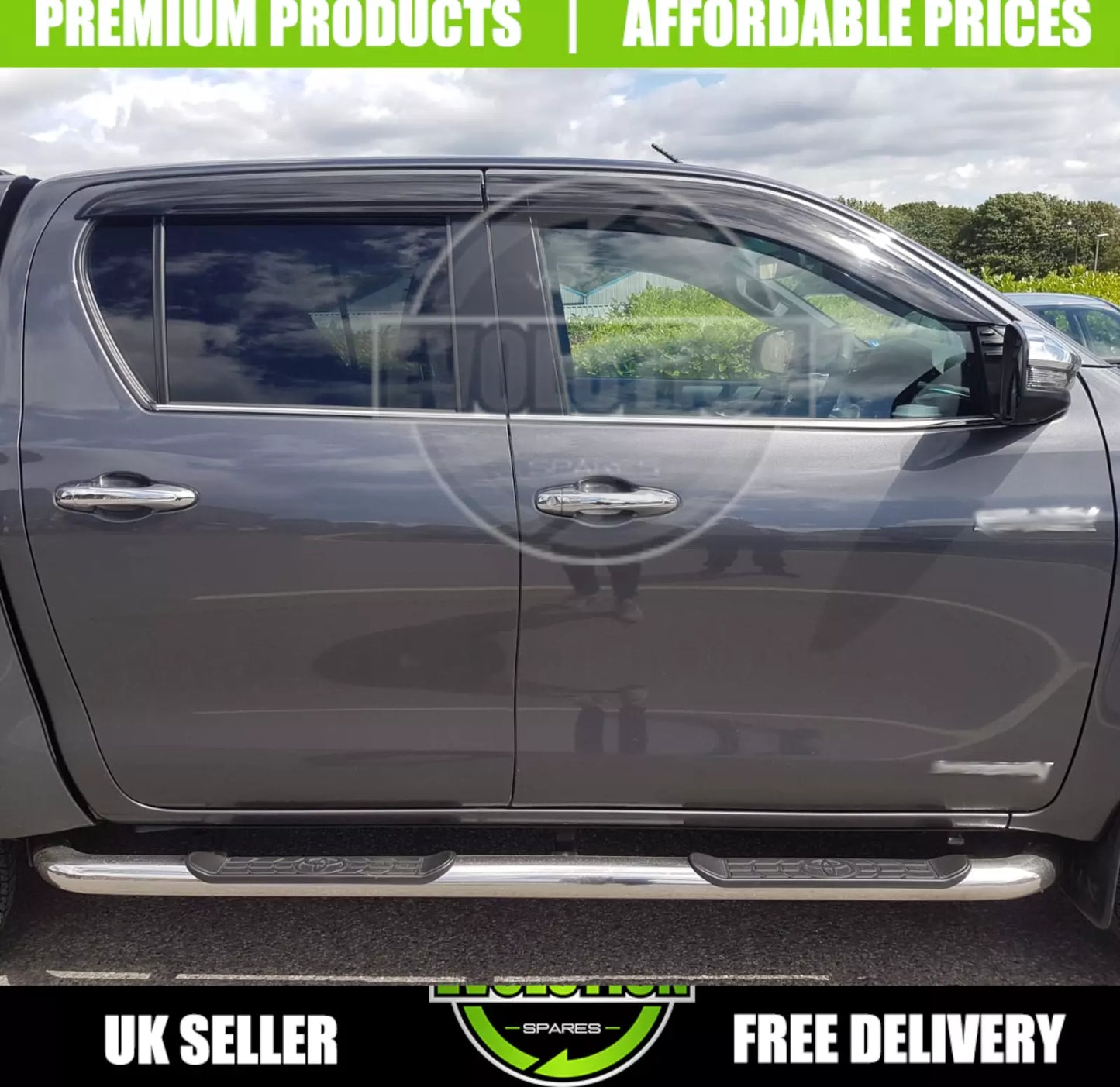 WIND DEFLECTORS RAIN SMOKE WINDOW VISORS FITS TOYOTA HILUX 2005 - 2025 8 MK9