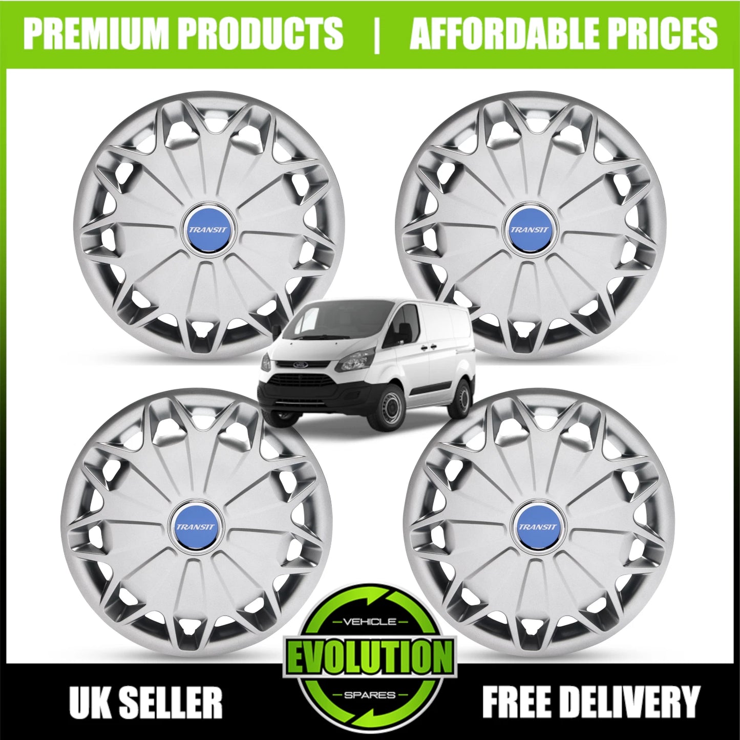 15" WHEEL TRIMS HUB CAPS COVERS RIMS TO FIT FORD TRANSIT CUSTOM 2013-2025