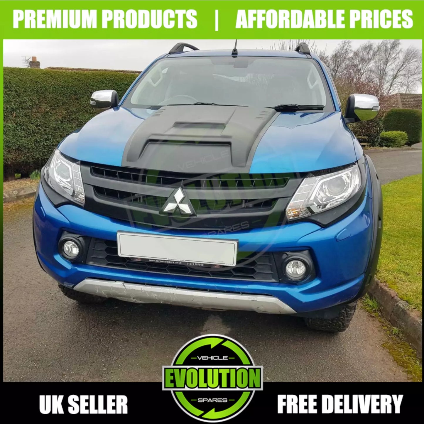 BONNET SCOOP AIR FLOW INTAKE MATTE BLACK FOR MITSUBISHI L200 SERIES 5 2016-2019