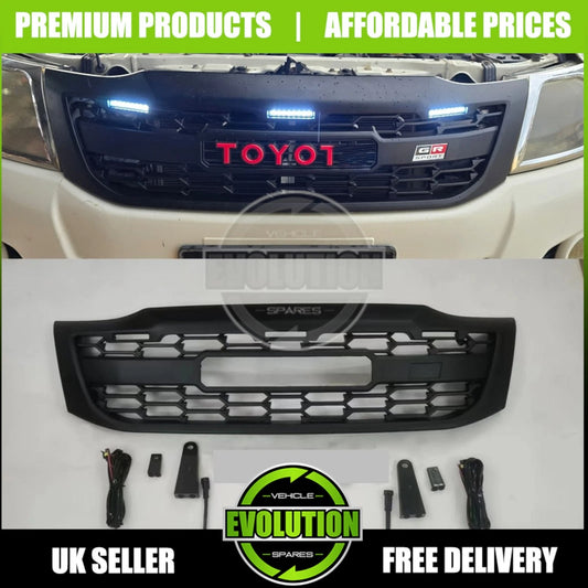 FRONT GRILLE GRILL GR SPORT SYLE LED MATTE FOR TOYOTA HILUX 2012-2016 MK7 VIGO