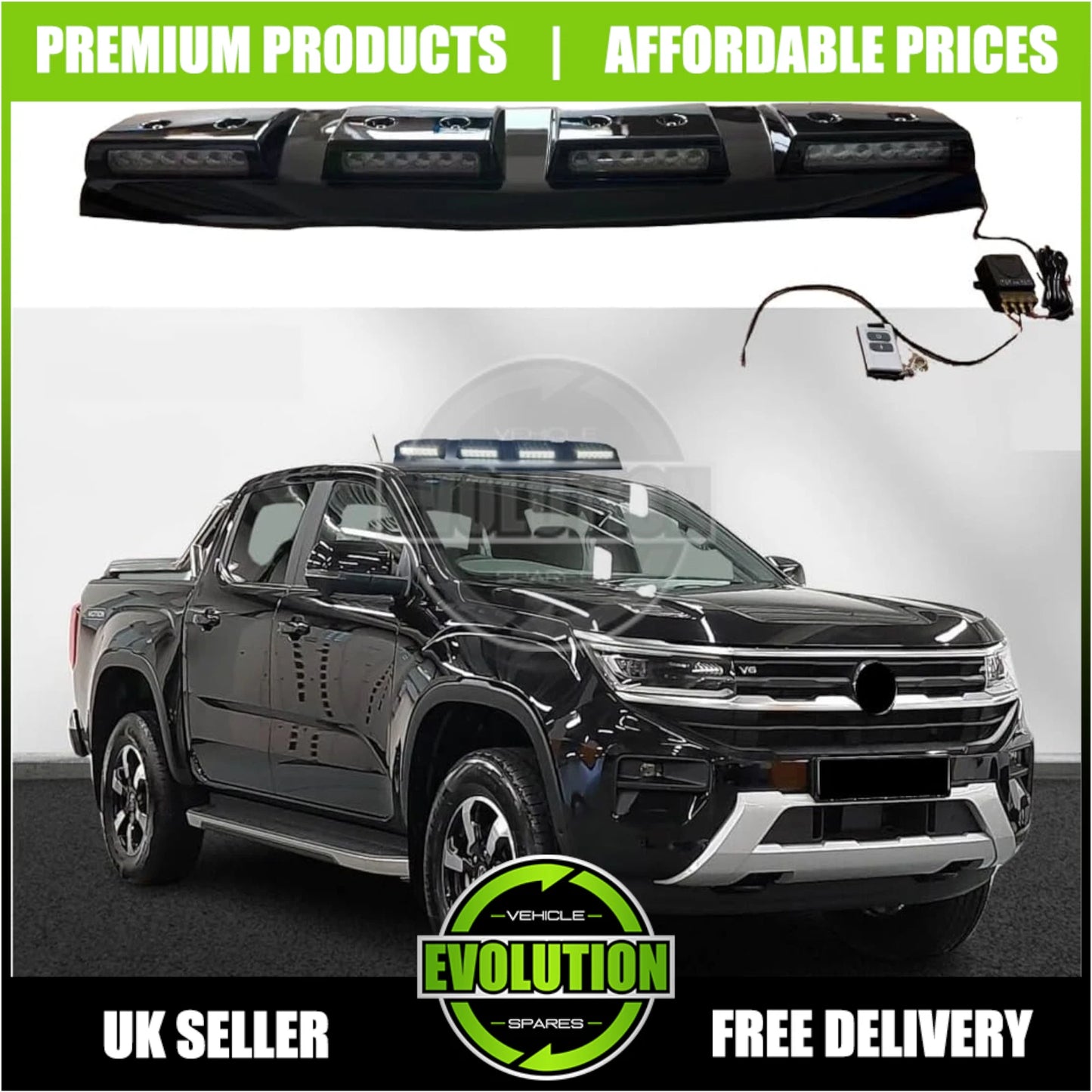 Gloss Black Roof Quad Light Pod Bar LED Lamp Fits Vw Amarok 2023 on