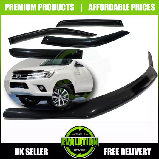 fits TOYOTA HILUX 2016-2020 BONNET GUARD + WIND DEFLECTORS BUG DEFLECTOR