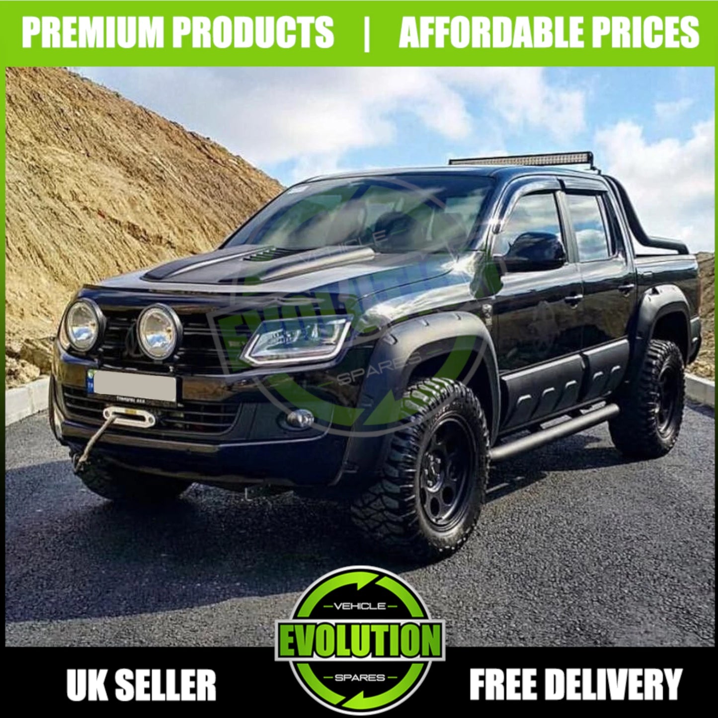 MATTE BLACK LARGE SIDE DOOR BODY KIT CLADDING TRIM FITS VW AMAROK MK1 2010-2020