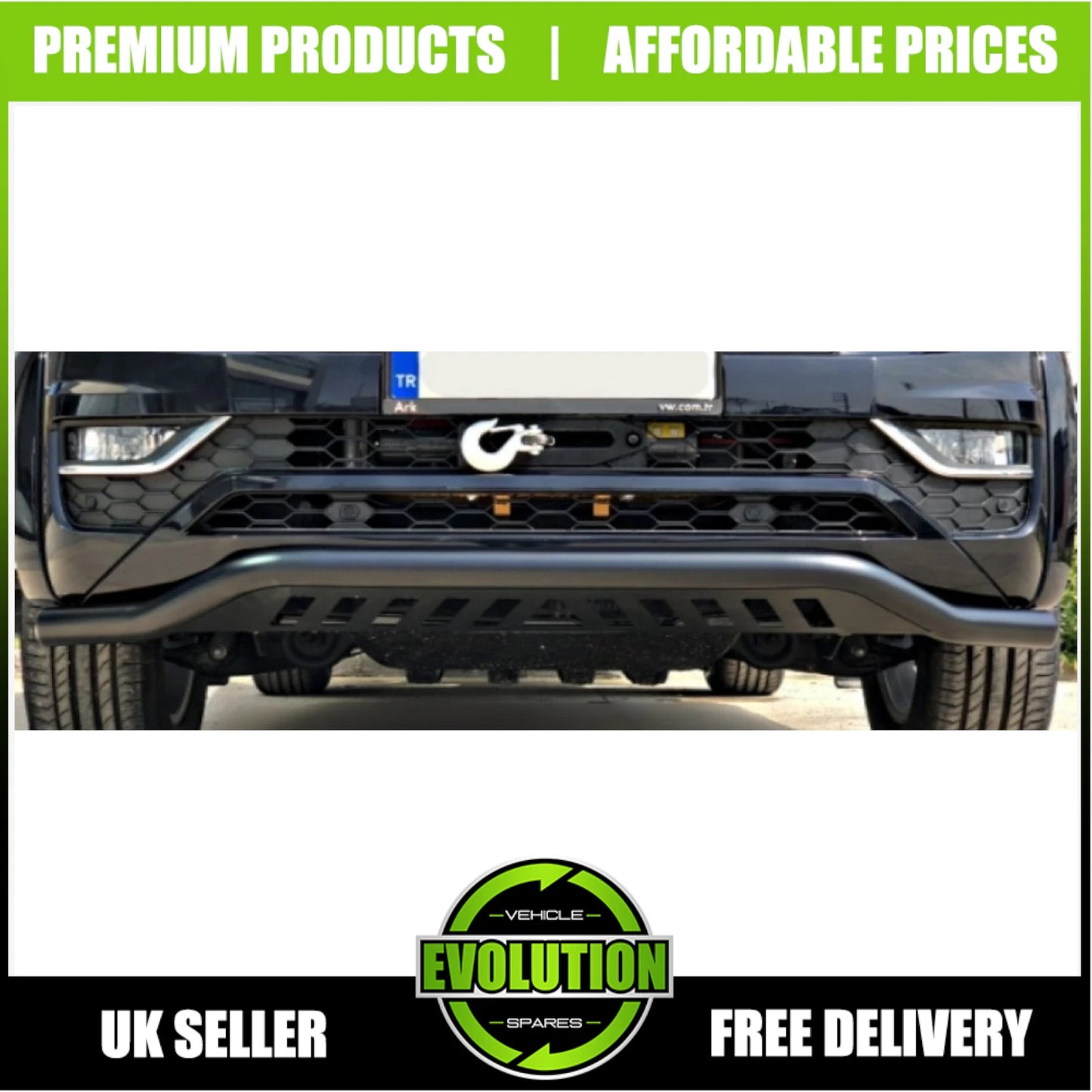 BLACK NUDGE A-BAR BULL BAR GUARD CITY AXLE TO FIT VW AMAROK 2010-2016