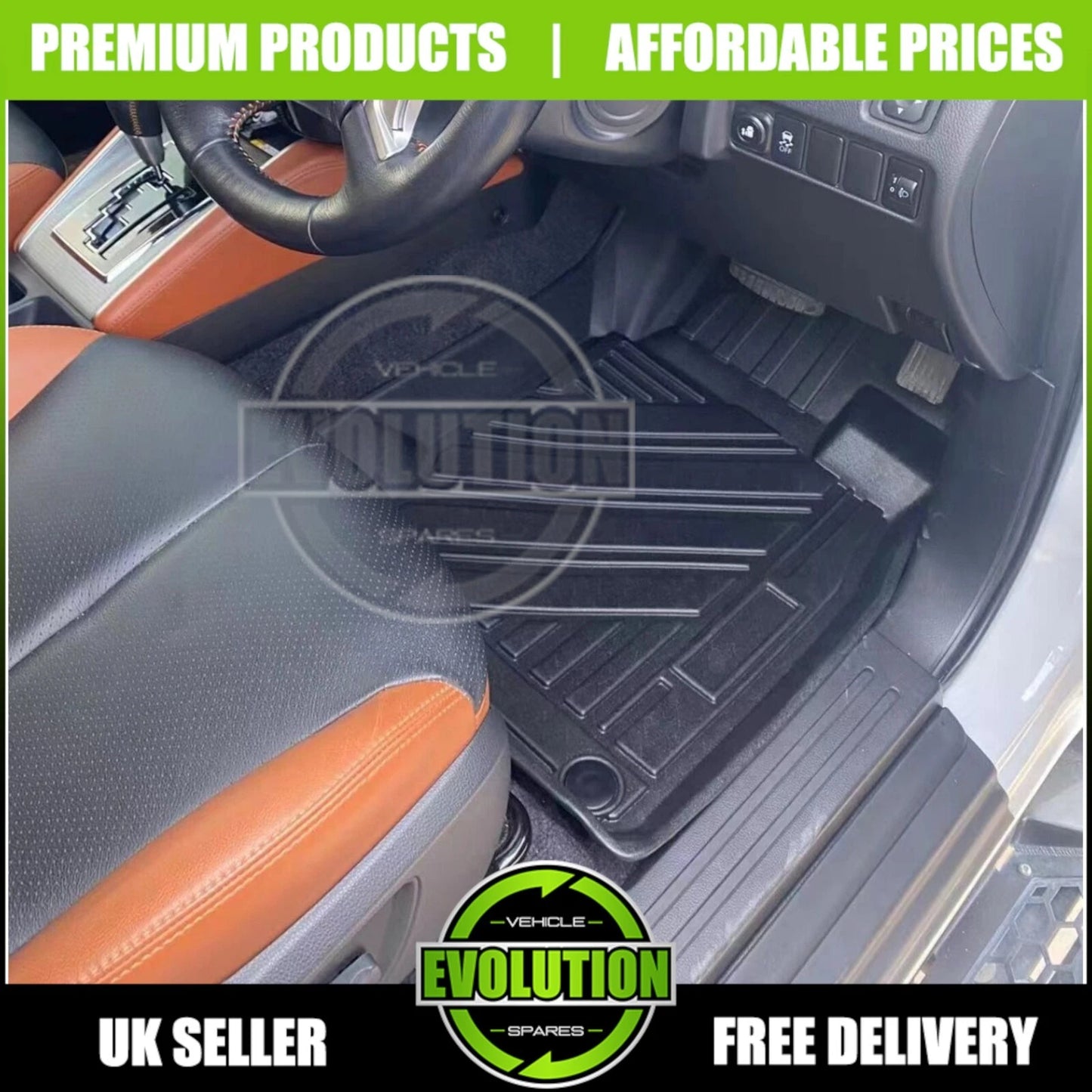 Rubber Floor Mats Deep Mud Heavy Duty Tailored 5D Moulded Toyota Hilux 2016-2024
