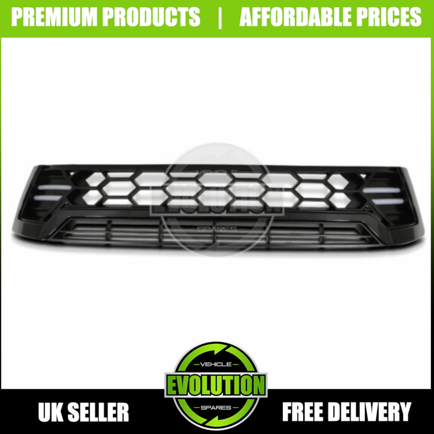 BLACK FRONT GRILLE LED ROCCO GRILL FOR TOYOTA HILUX MK8 2016-2020