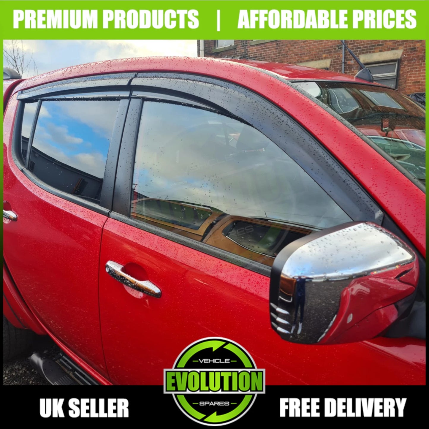 WIND RAIN SMOKE DEFLECTORS VISORS MITSUBISHI L200 2006-2014 EXTERNAL FIT