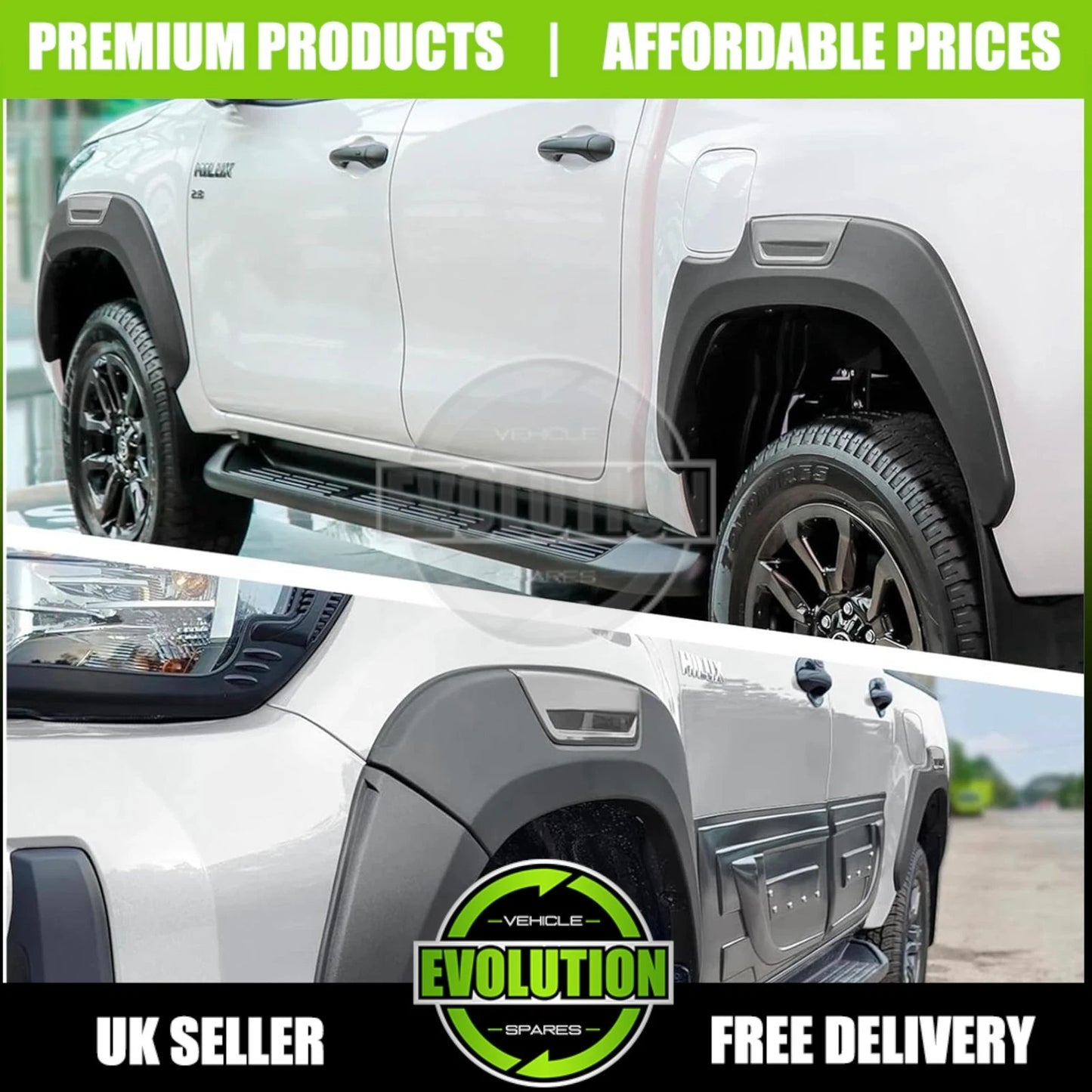 Wheel Arches Wide Oem Look Matte Black Grey Fits Toyota Hilux Revo 2016-2024