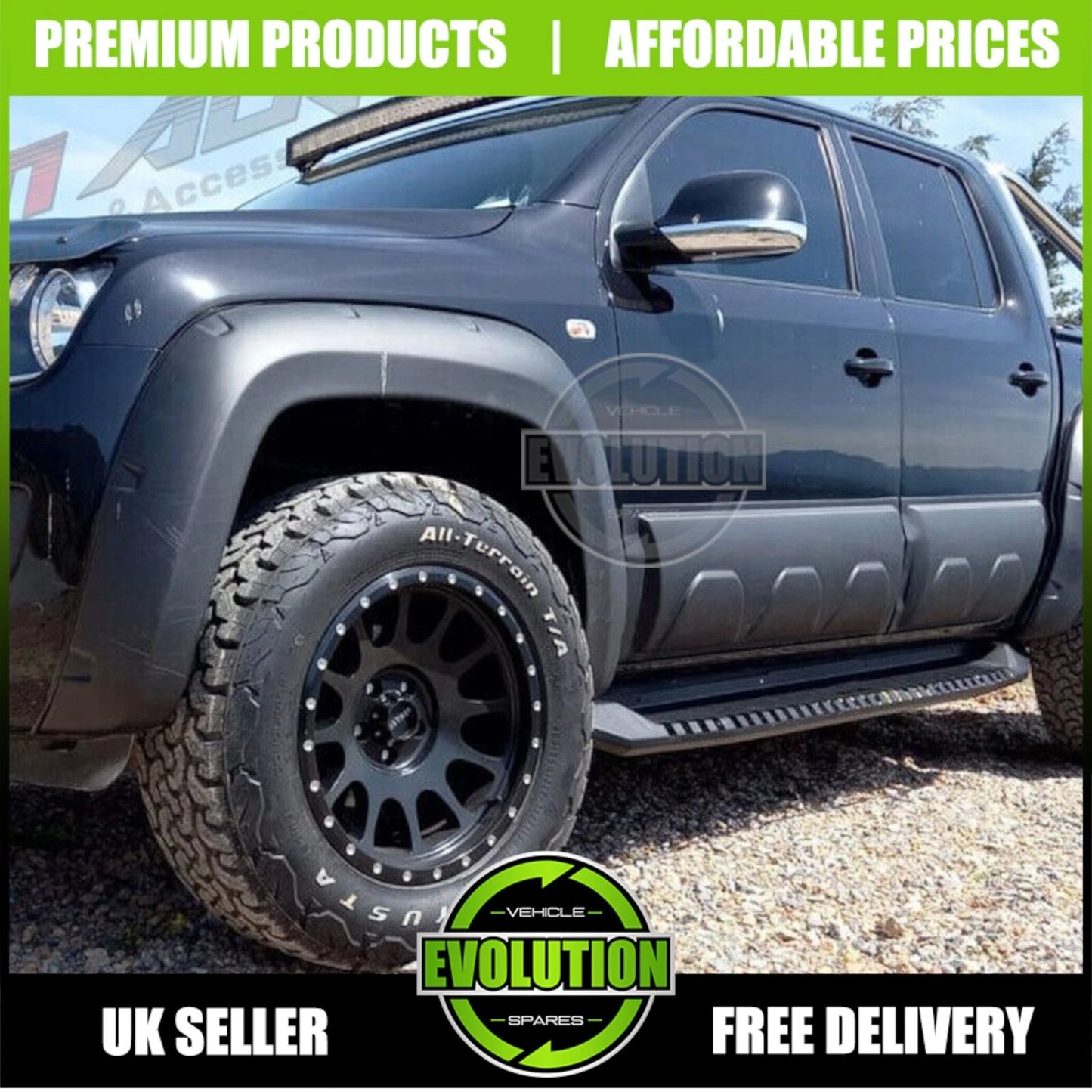 MATTE BLACK LARGE SIDE DOOR BODY KIT CLADDING TRIM FITS VW AMAROK MK1 2010-2020