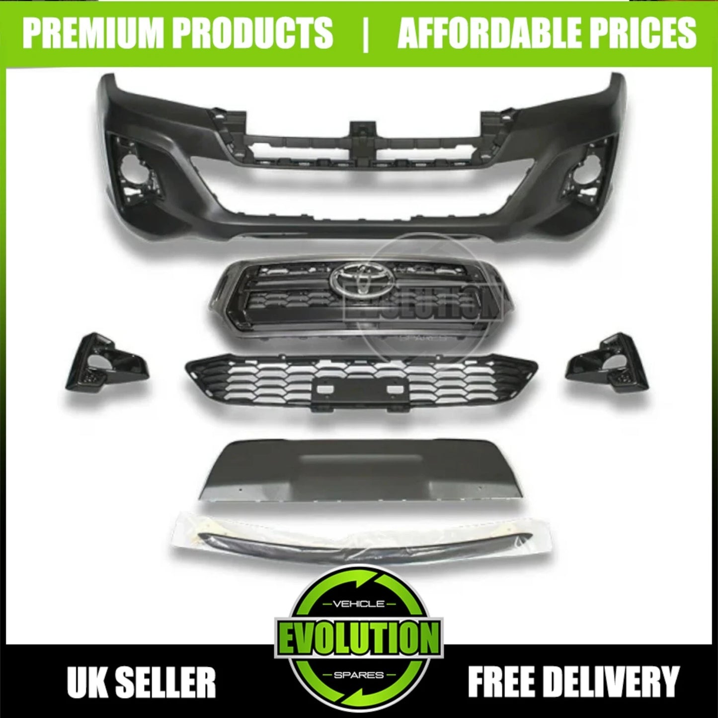 Toyota Hilux Revo Front Bumper & Grille Conversion Kit | 2016-2020 to  Invincible X Look