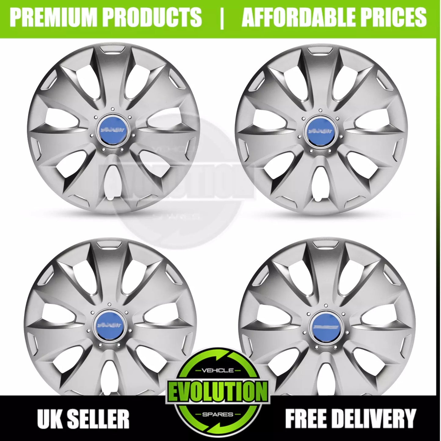 15" WHEEL TRIMS SET OF 4 HUB CAPS COVERS TO FIT FORD TRANSIT CONNECT 2013-2025