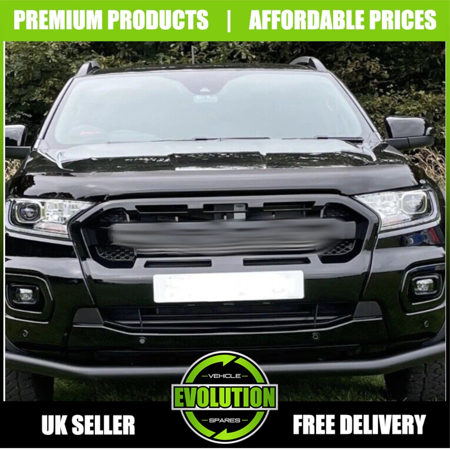 MATTE BLACK FRONT GRILLE GRILL TO FIT FORD RANGER WILDTRACK T8 2018-2022
