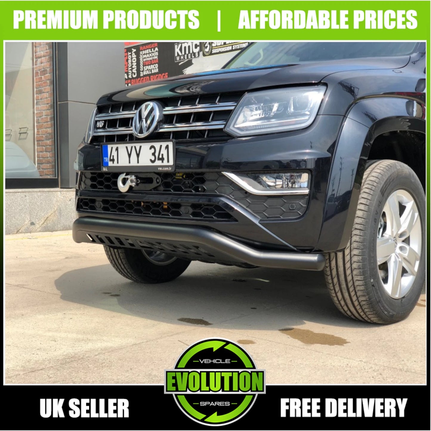 BLACK NUDGE A-BAR BULL BAR GUARD CITY AXLE TO FIT VW AMAROK 2010-2016