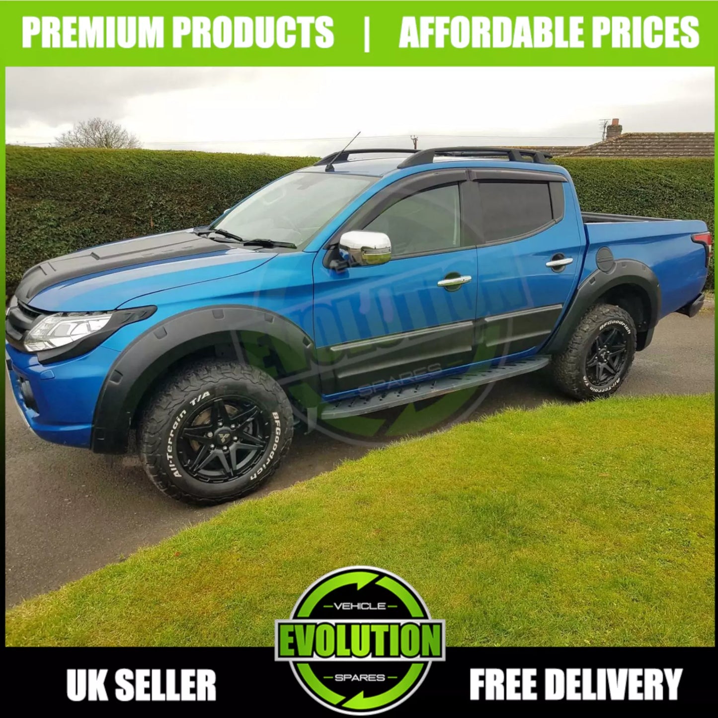 BONNET SCOOP AIR FLOW INTAKE MATTE BLACK FOR MITSUBISHI L200 SERIES 5 2016-2019