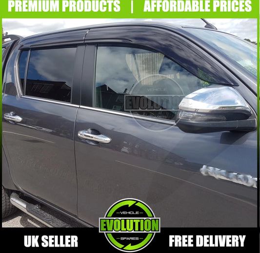 WIND DEFLECTORS RAIN SMOKE WINDOW VISORS FITS TOYOTA HILUX 2005 - 2025 8 MK9