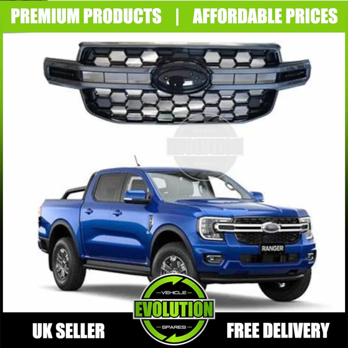 FRONT GRILL GRILLE OEM REPLACEMENT BLACK GREY FOR FORD RANGER  T9 2023-2025