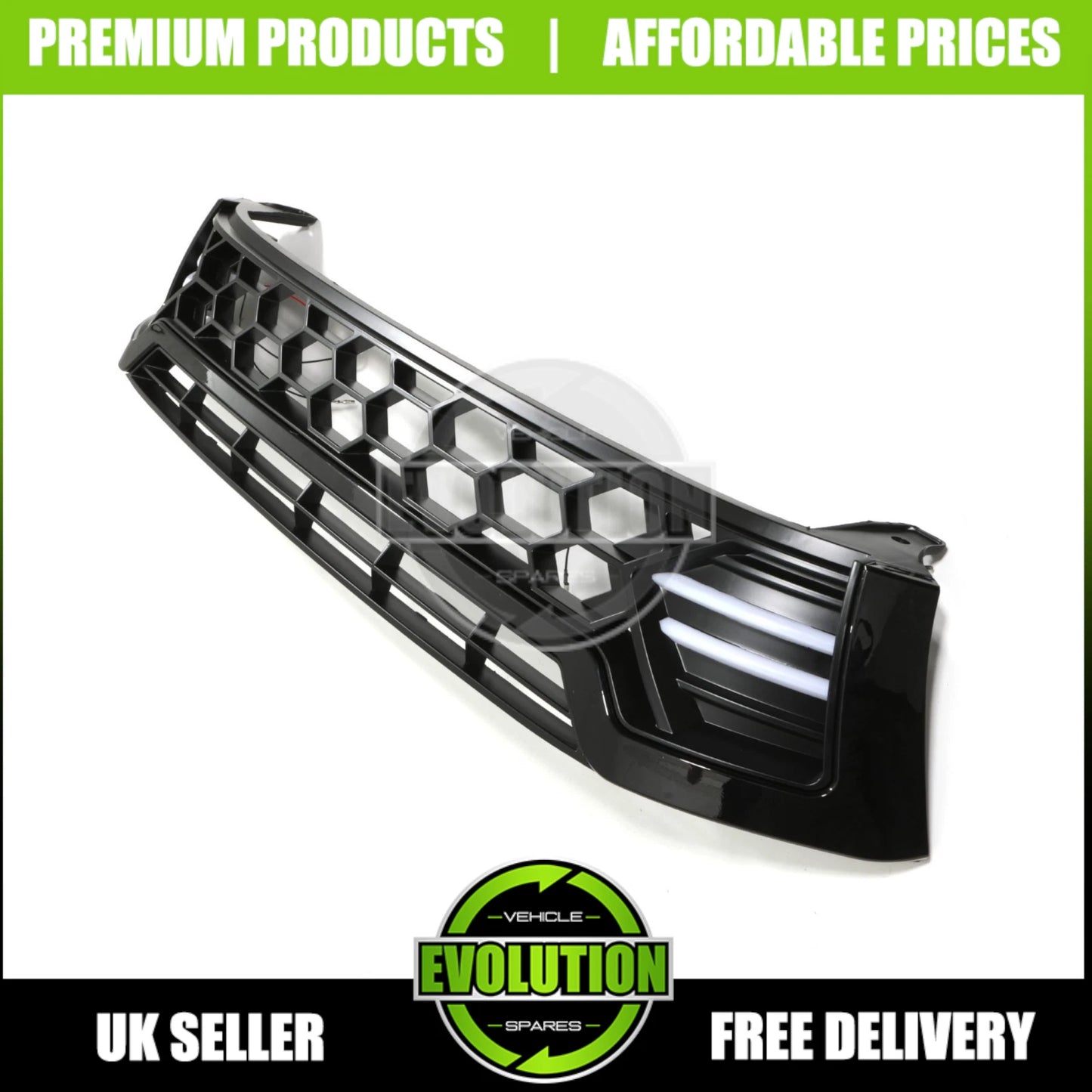 BLACK FRONT GRILLE LED ROCCO GRILL FOR TOYOTA HILUX MK8 2016-2020