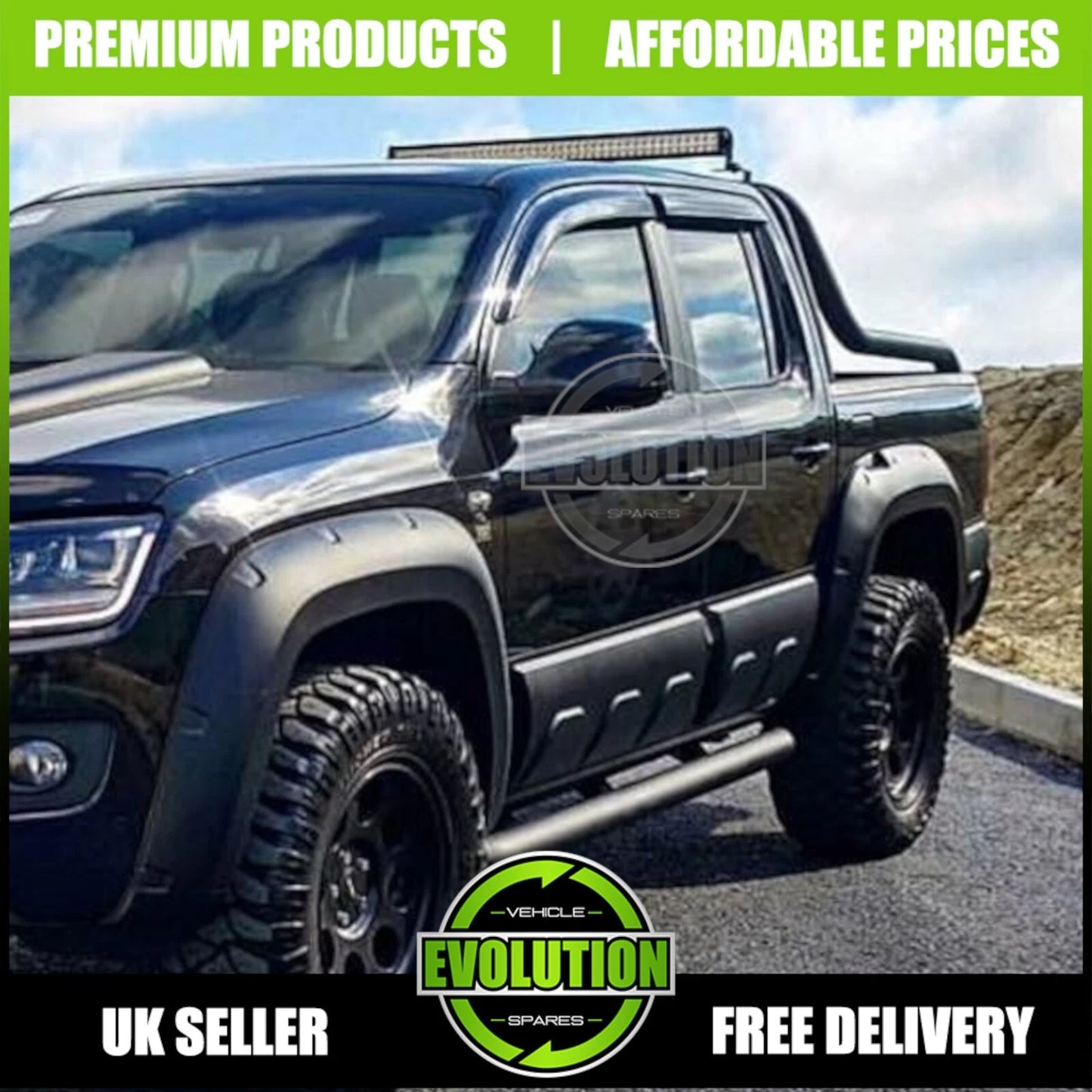 MATTE BLACK LARGE SIDE DOOR BODY KIT CLADDING TRIM FITS VW AMAROK MK1 2010-2020