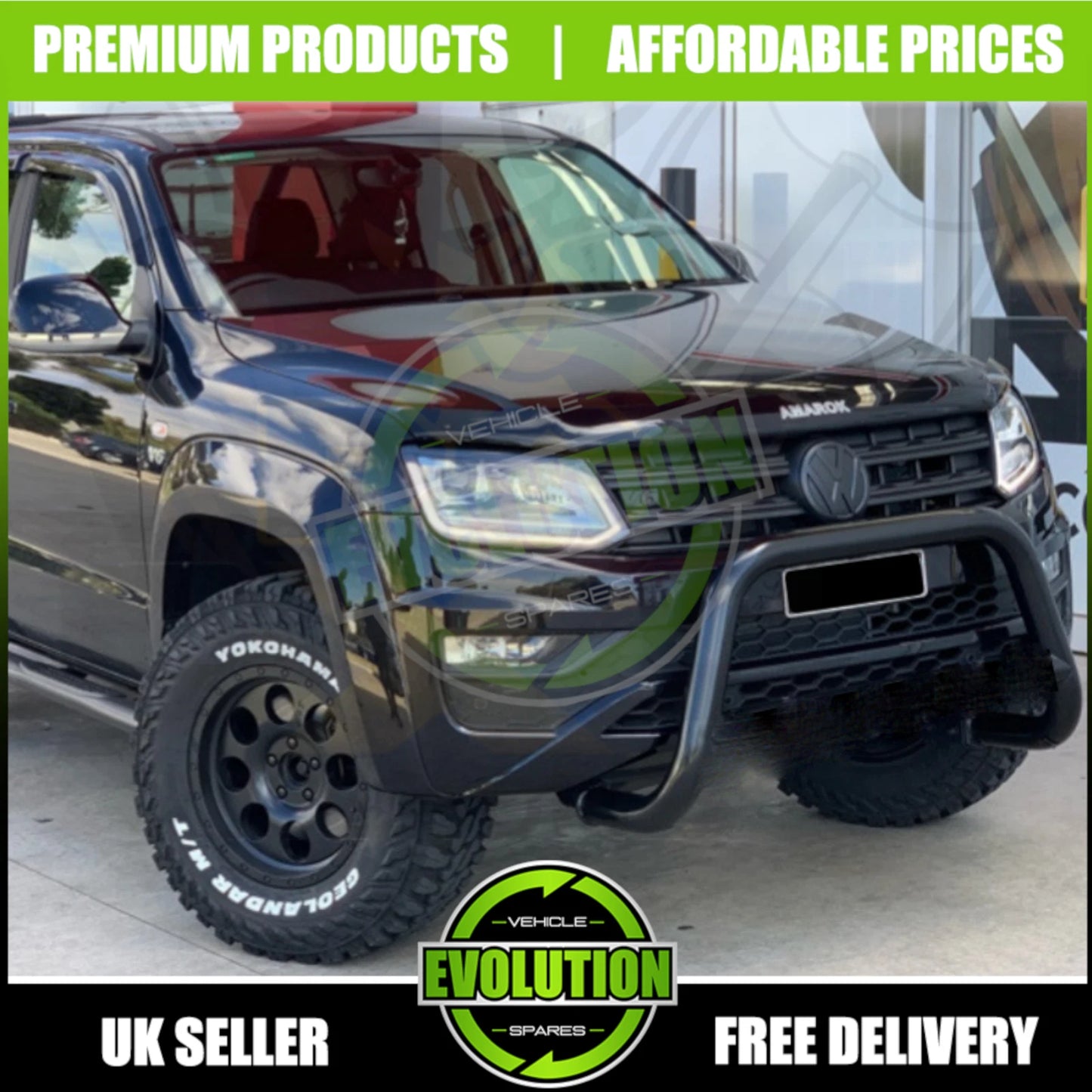 BLACK AXLE NUDGE A-BAR, BULL BAR GUARD TO FIT VOLKSWAGEN AMAROK 2010-2020