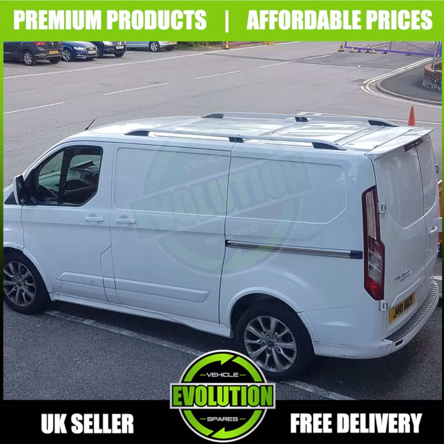 fits TRANSIT CUSTOM LWB Aluminium Roof Bars Roof Rail SILVER 2012-2020