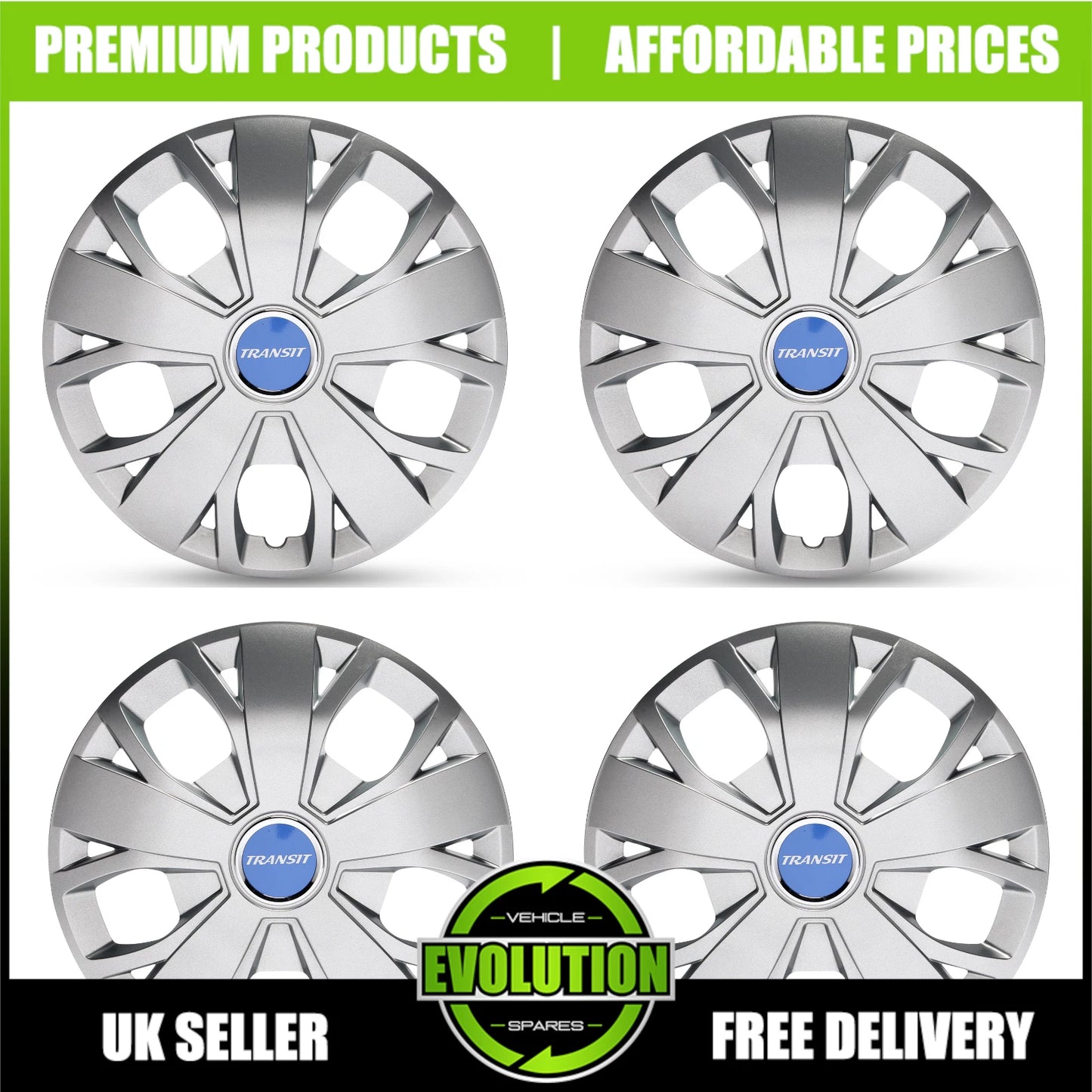 16" WHEEL TRIMS HUB CAPS COVERS RIMS TO FIT FORD TRANSIT CUSTOM 2013-2025