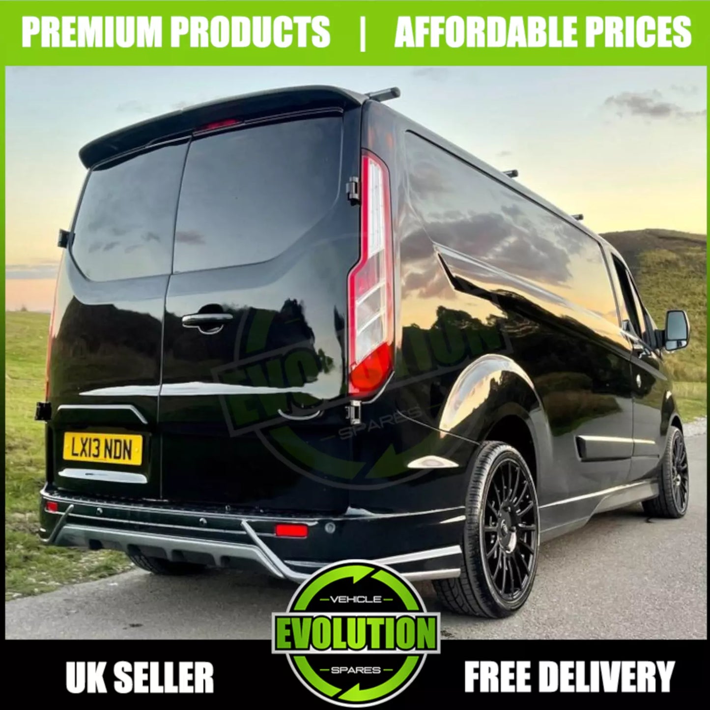 REAR SPOILER BOOT TWIN REAR DOOR BARN PRIMED FIT FORD TRANSIT CUSTOM 2013-2022