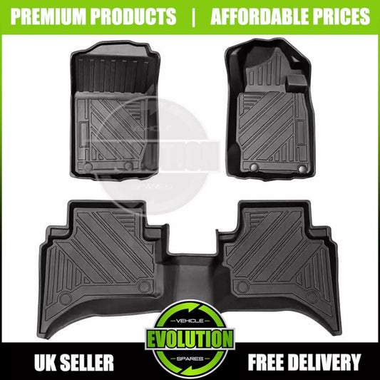 Rubber Floor Mats Deep Mud Tray Tailored Moulded Mitsubishi L200 2016-2023