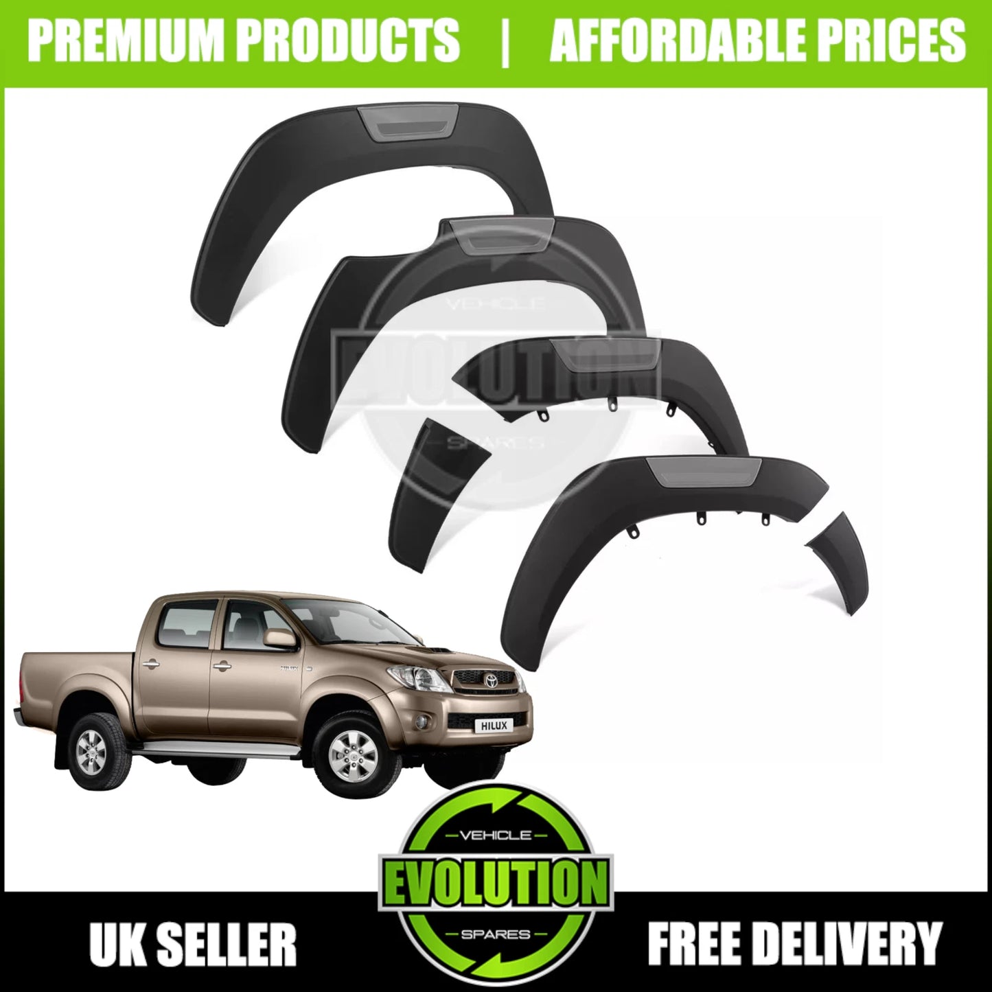 Wide Wheel Arches Wide Oem Look Matte Fits Toyota Hilux 2012-2016 Fenders 2.5"