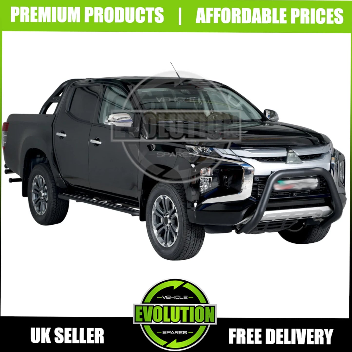 BLACK AXLE NUDGE A-BAR, BULL BAR GUARD TO FIT MITSUBISHI L200 DOUBLE CAB 2020-up