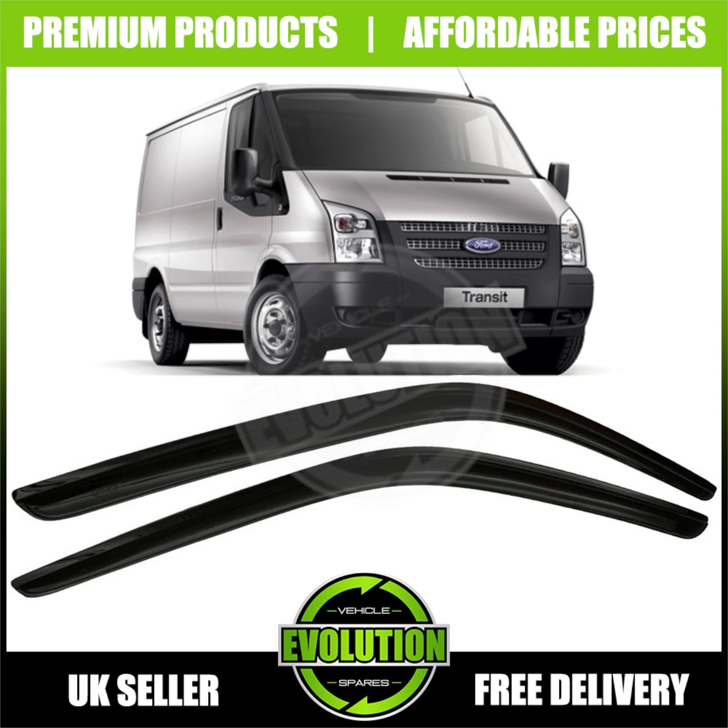 WIND RAIN SMOKE DEFLECTORS VISORS EXTERNAL FIT TO FIT FORD TRANSIT MK7 2006-13